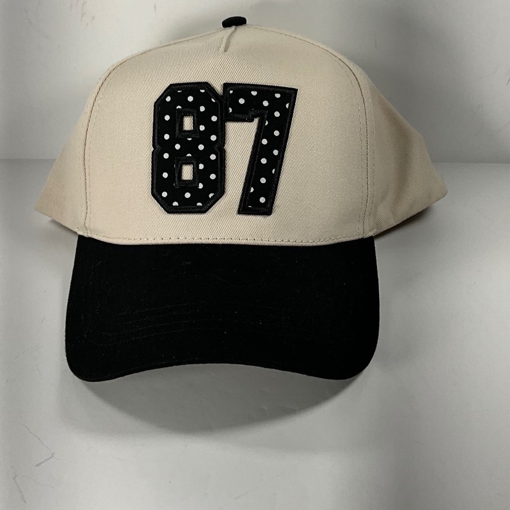 AS Revival Mens 87 Polka Dot Patch Snapback Hat Cream Black FWCAP511 NEW